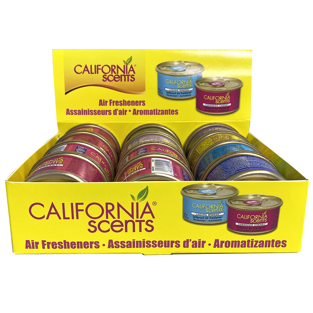 California Scents Can Air Freshener Spillproof Display - 12 Piece Assortment