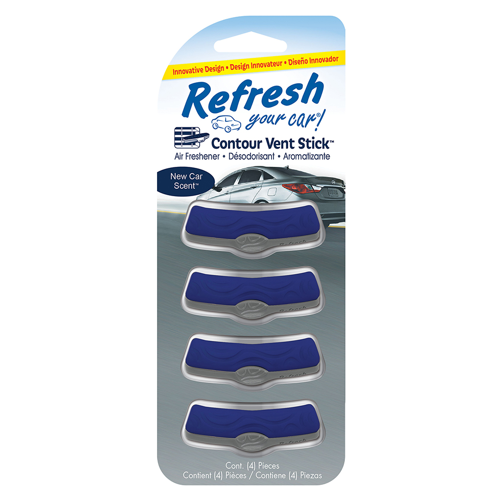 Refresh Contour Vent Stick Air Freshener 4 Pack - New Car
