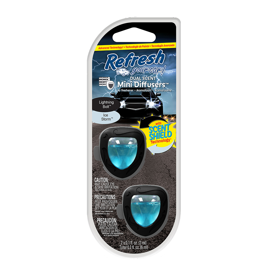 Dual Mini Membrane Air Freshener Lightning Bolt/Ice Storm 2 Pack