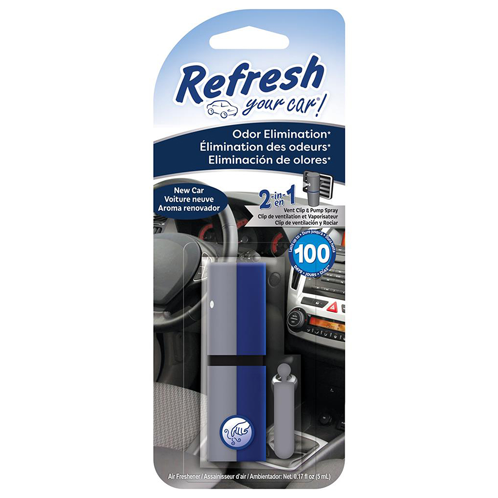 Refresh Odor Elimination Vent Clip Pump Spray- New Car