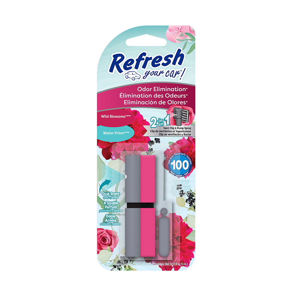 Refresh Odor Elimination Vent Clip Pump Spray- Wild Blossom Water Prism