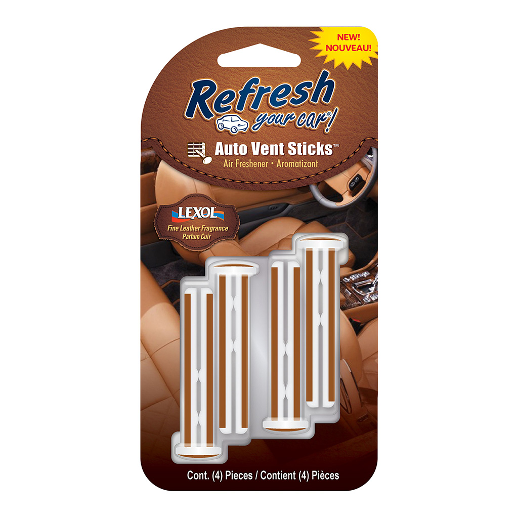 Refresh Auto Vent Stick Air Freshener 4 Pack - Lexol Leather