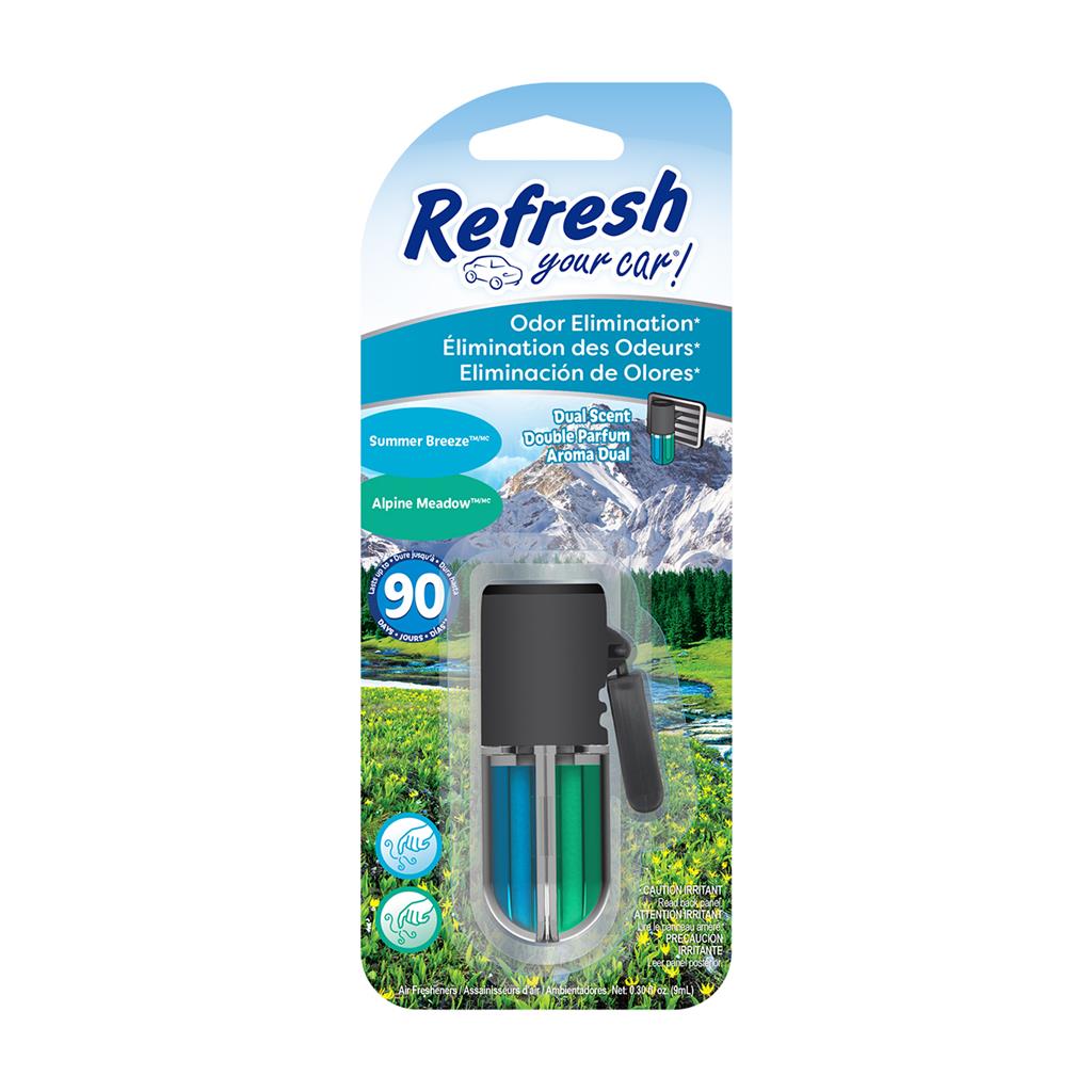 Refresh Auto Oil Wick Vent Air Freshener - Alpine Meadow/Summer Breeze