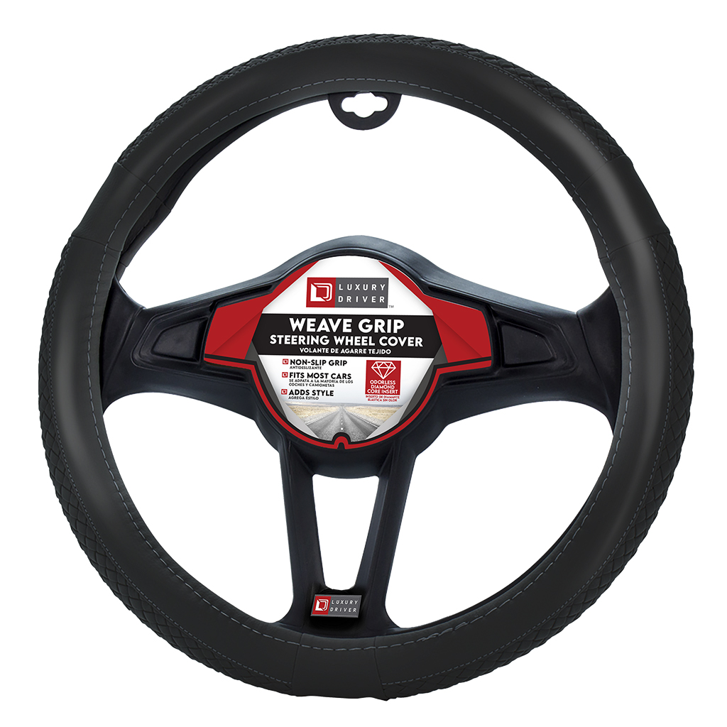 Luxury Driver Steering Wheel Cover - Weave Black