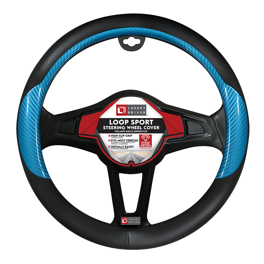 Luxury Driver Loop Sport Antimicrobial Steering Wheel Cover- Blue