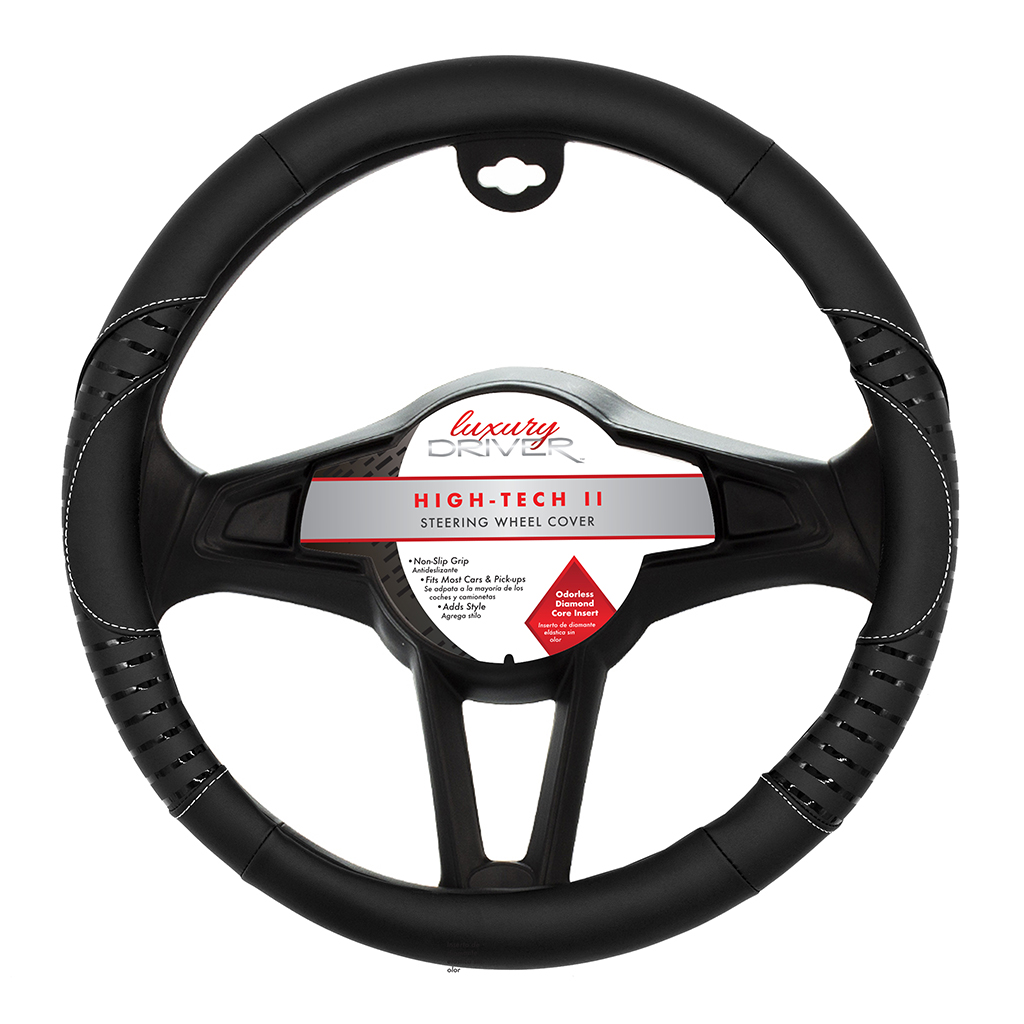 Luxury Driver Steering Wheel Cover - High Tech 11 Black