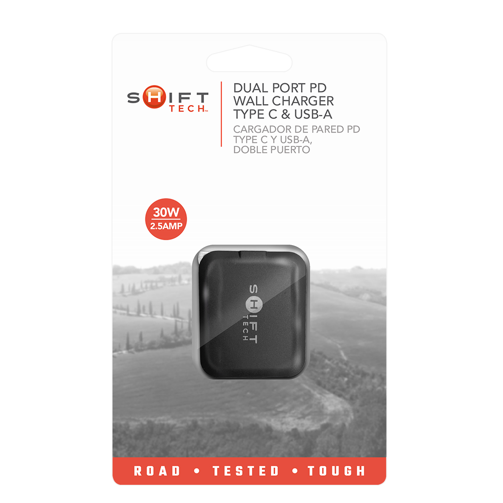 Shift Tech Dual Port 30W Type C and USB A Wall Charger
