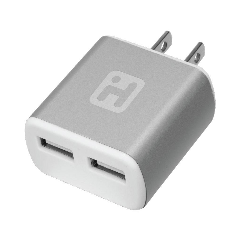 iHome 2.1A 2 Port Wall Charger - Silver