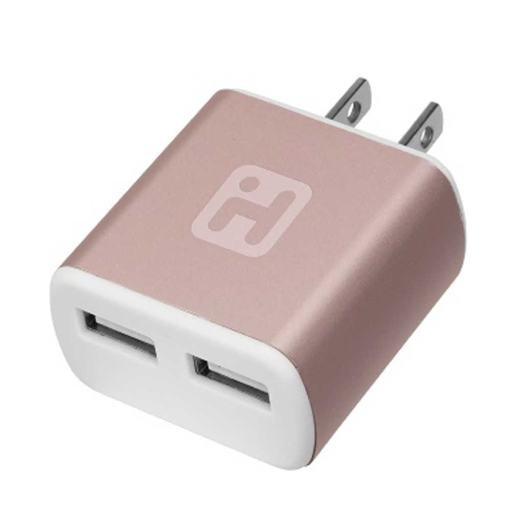 iHome 2.1A 2 Port Wall Charger - Rose Gold