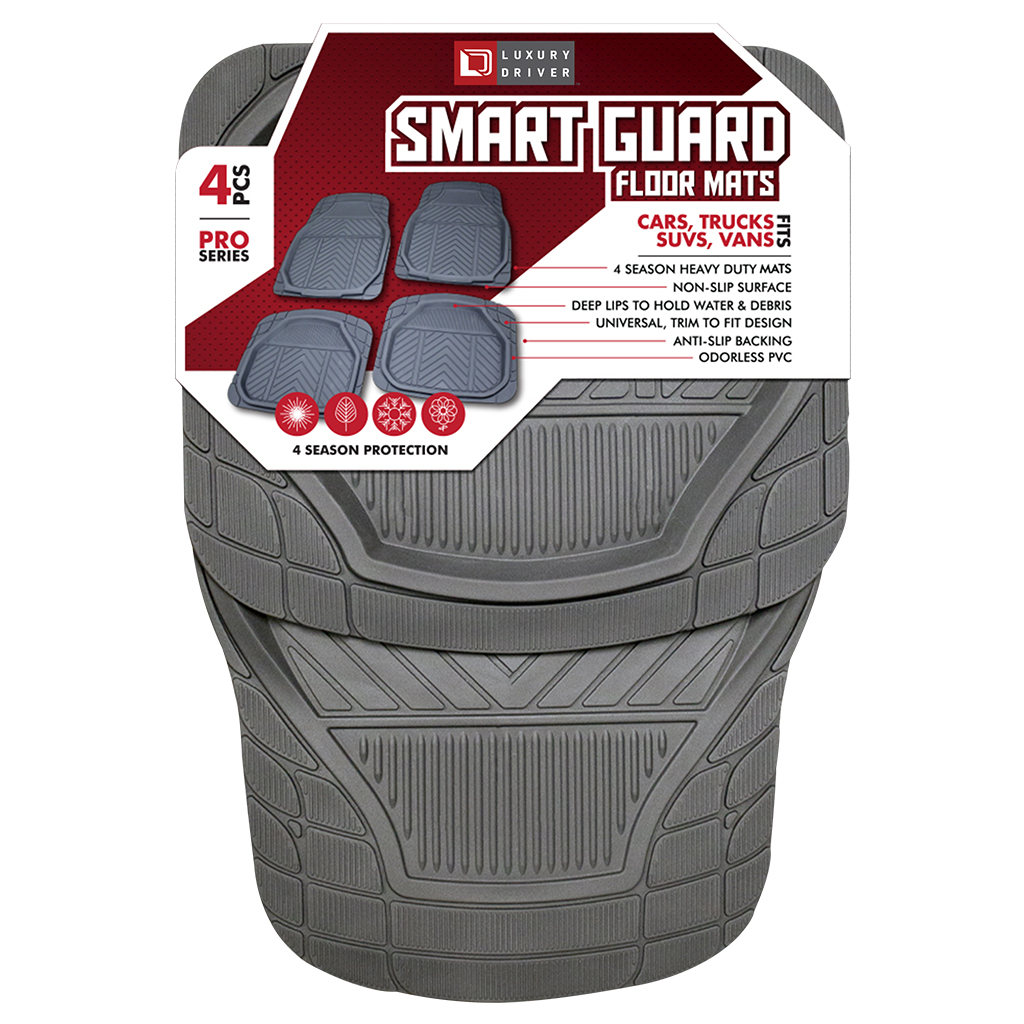 Smart Guard 4 Piece Floor Mats- Gray