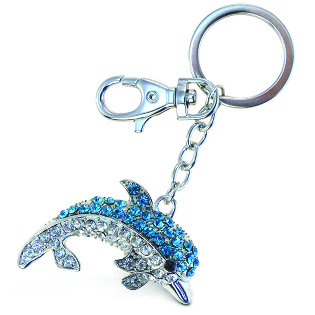 Sparkling Charms Keychain - Blue and White Dolphin
