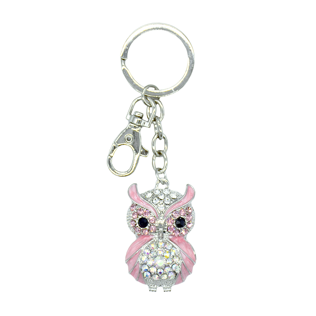 Sparkling Charms Keychain - Pink Owl