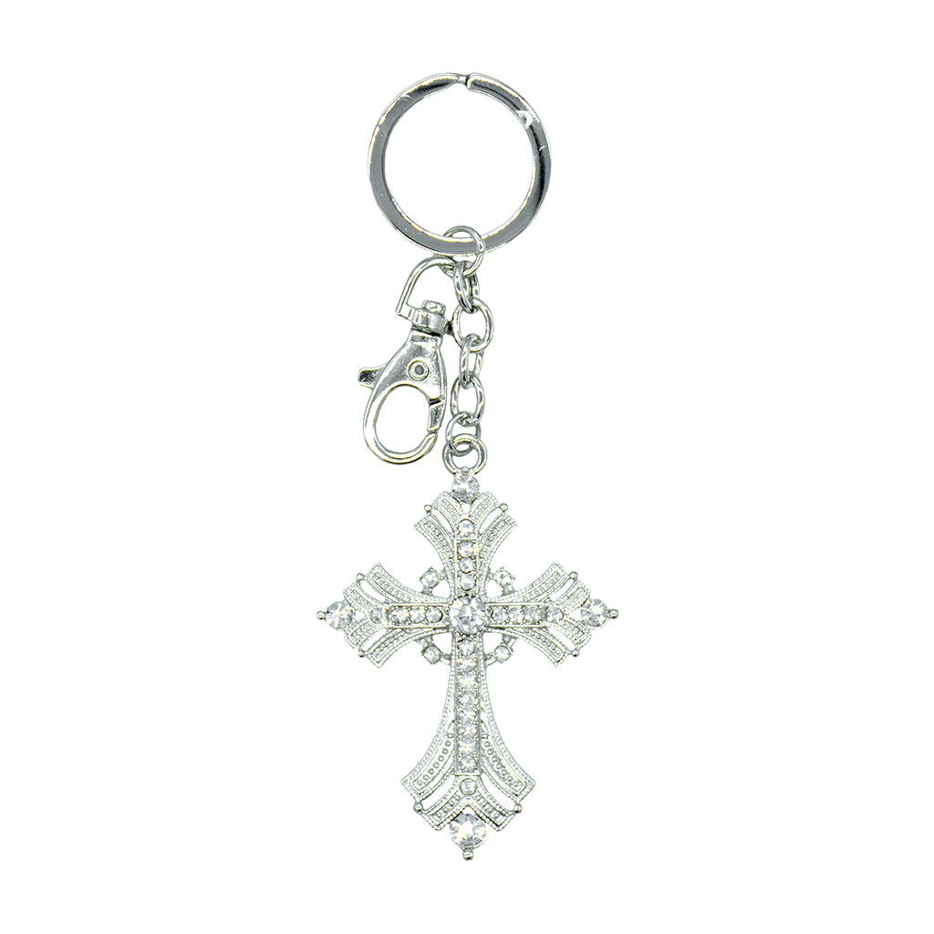 Sparkling Charms Keychain - Fleur De Lis Cross