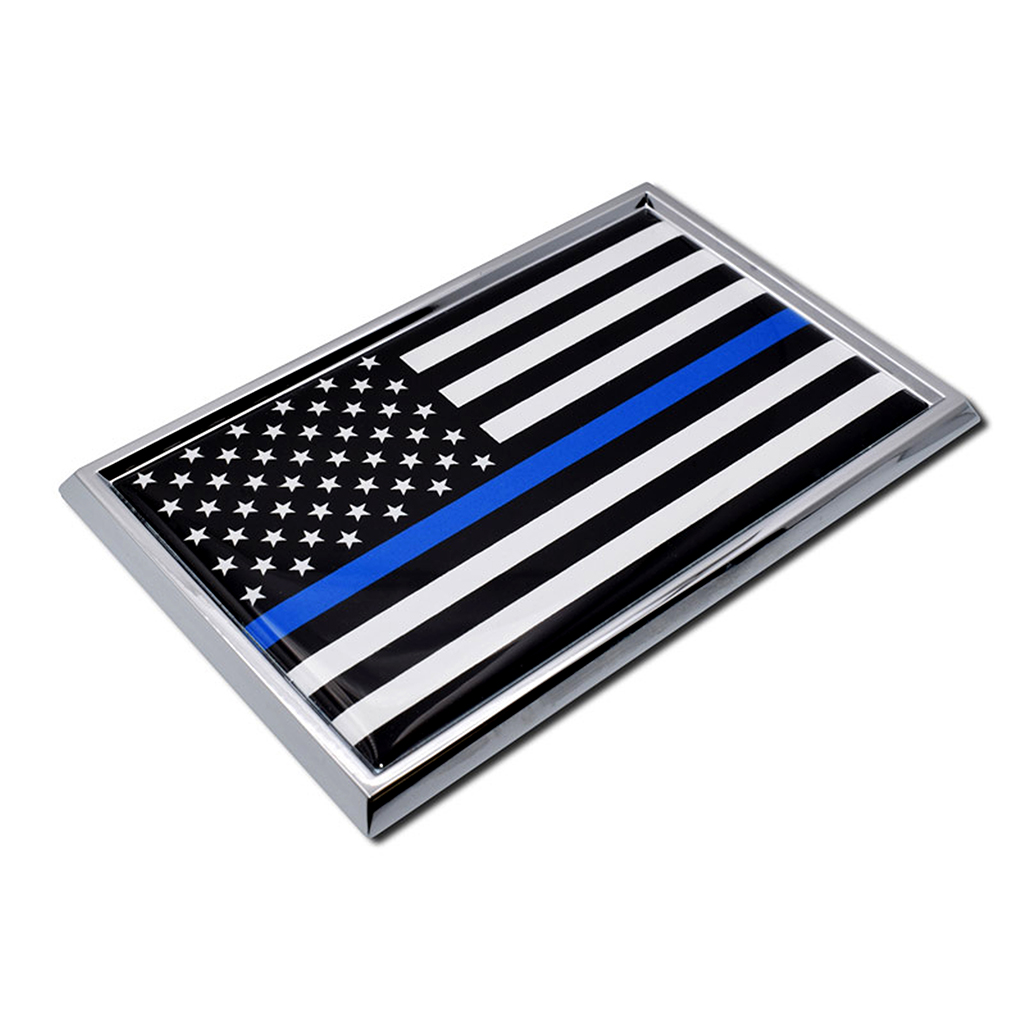 Chrome Auto Emblem - U.S.A. Police Flag