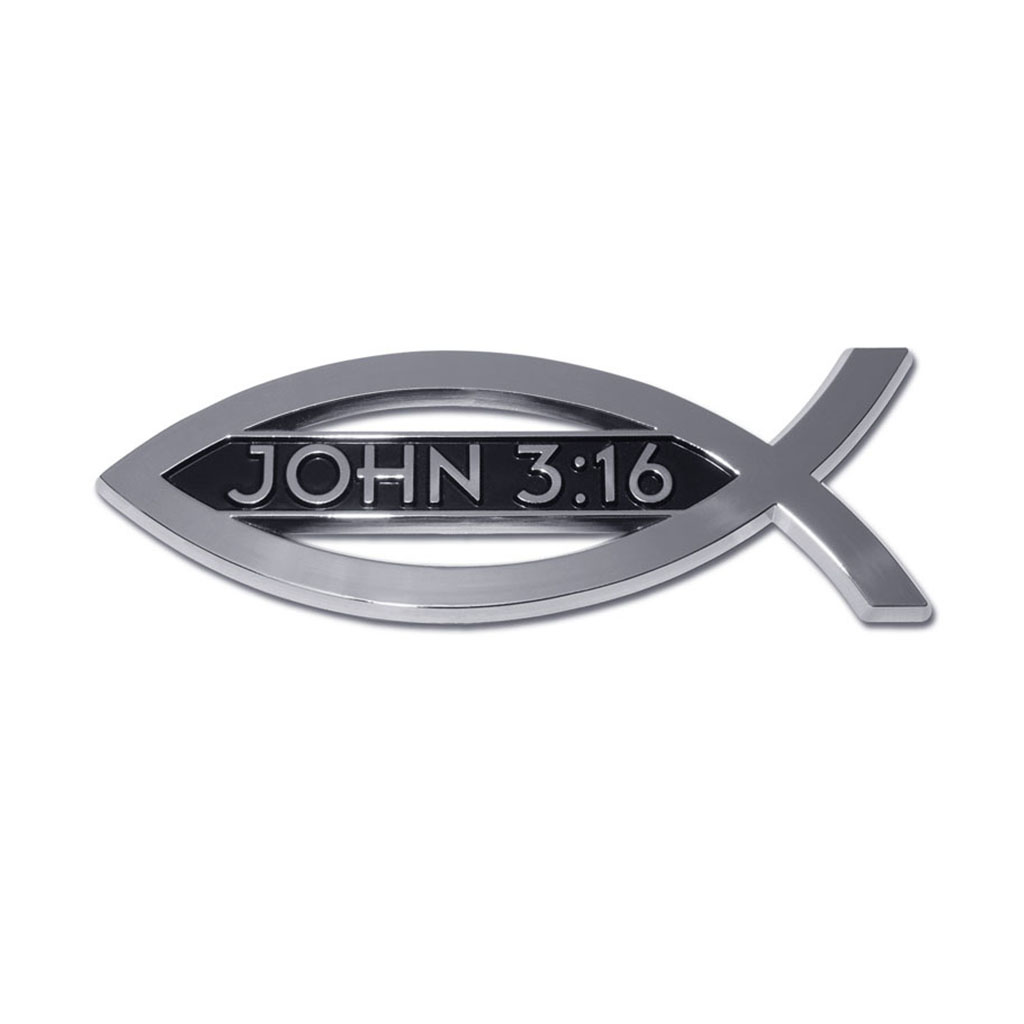 Chrome Auto Emblem - Fish-John 3:16
