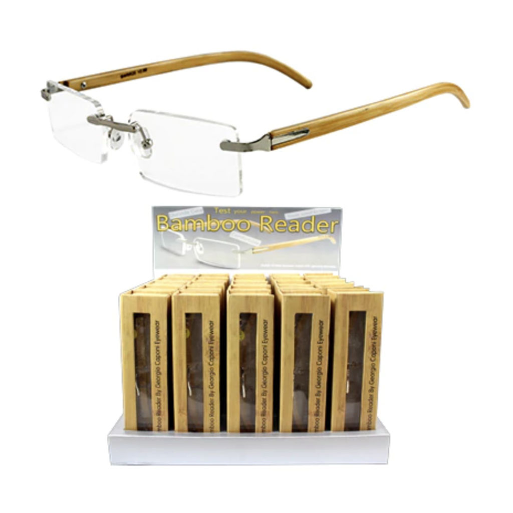 Bamboo Sunglass Readers Display - 25 Piece