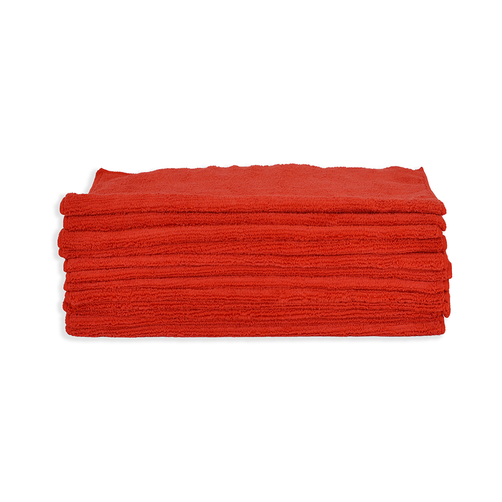 High Grade Overlock Edge Microfiber Towel 16x16 Red- 1 Dozen