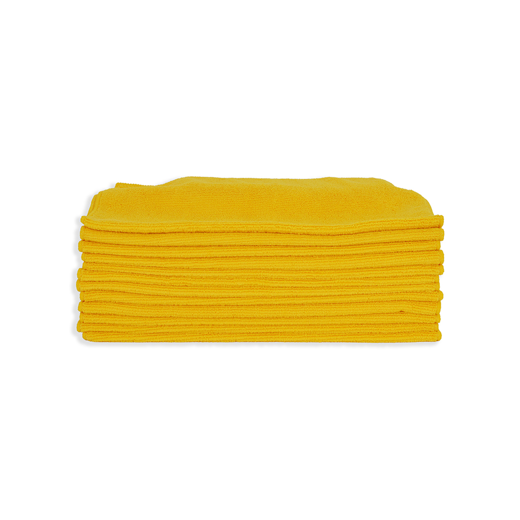 High Grade Overlock Edge Microfiber Towel 16x16 Yellow- 1 Dozen