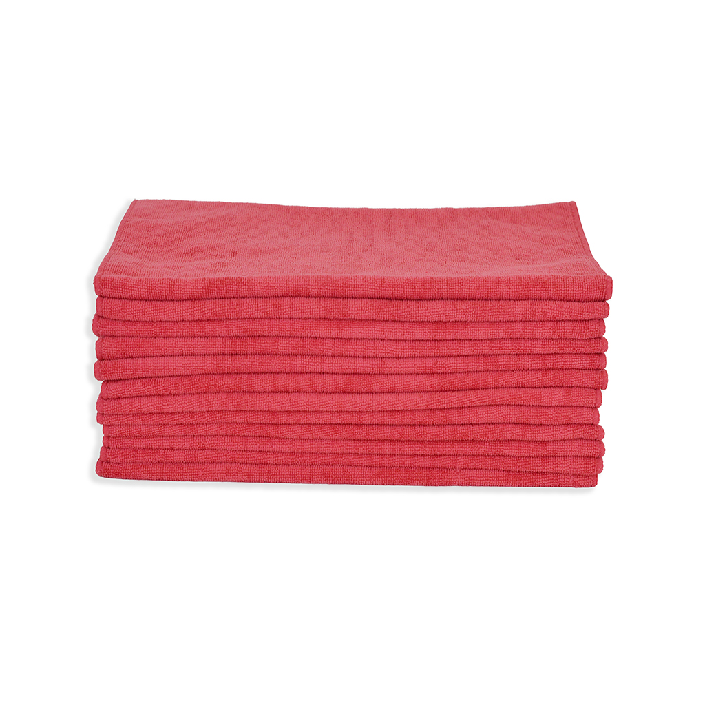 High Grade Overlock Edge Microfiber Towel 16x24 Red- 1 Dozen
