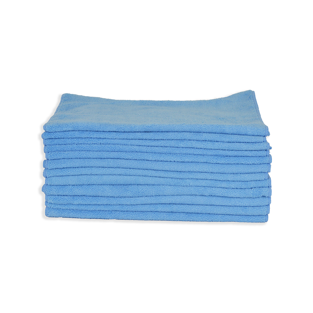 High Grade Overlock Edge Microfiber Towel 16x24 Blue- 1 Dozen