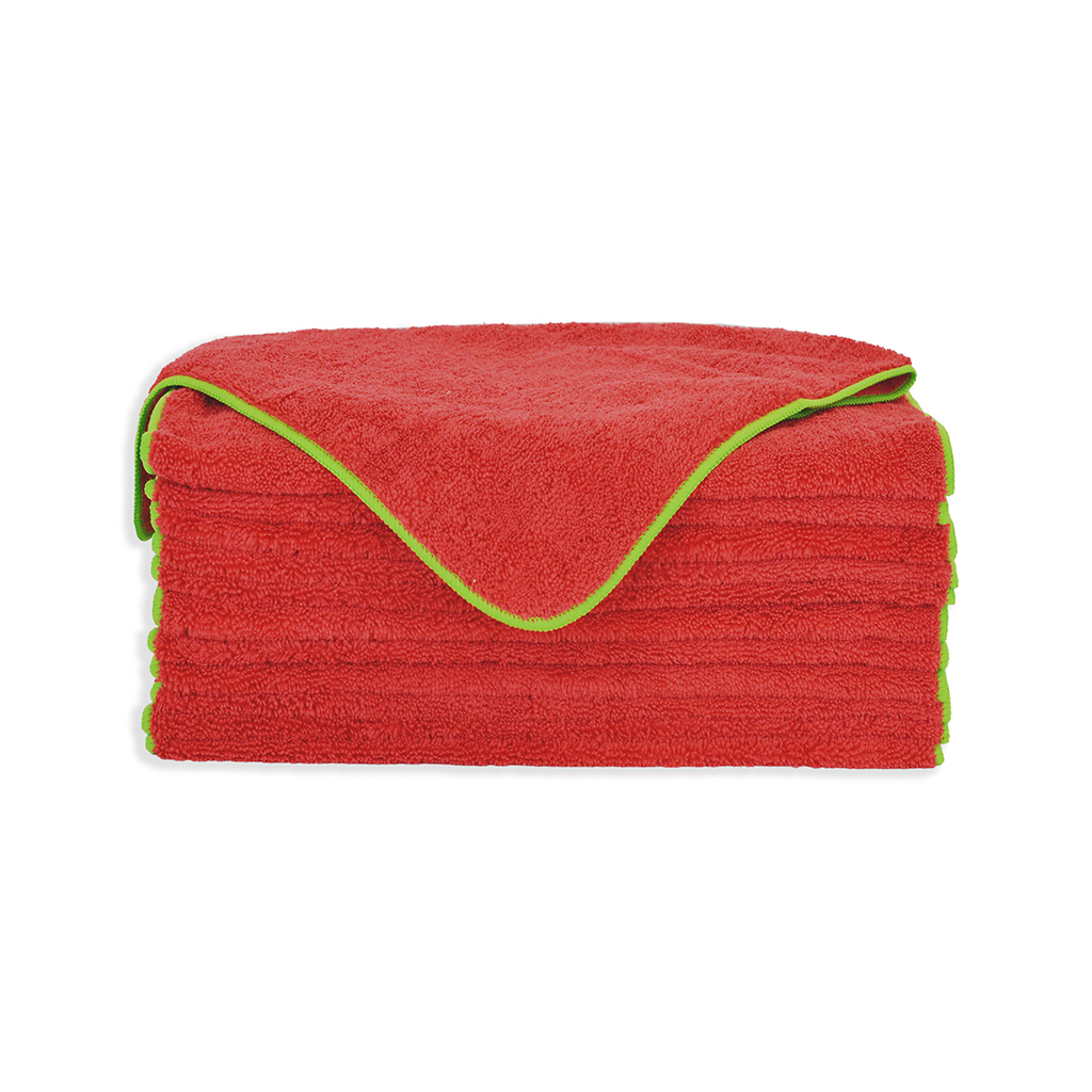 Elite Overlock Trim Microfiber Towel 16x24 Red/Green- 1 Dozen