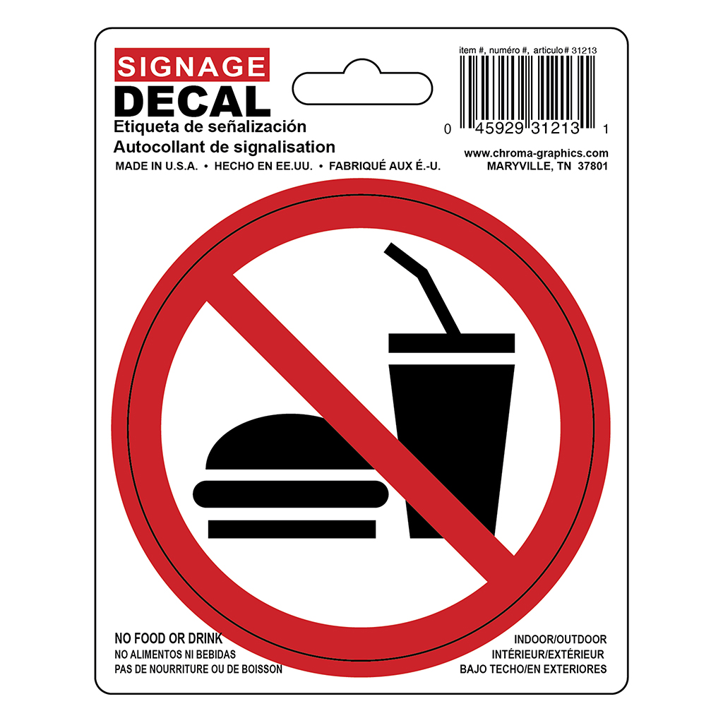 Safety Decal - No Food or Drink