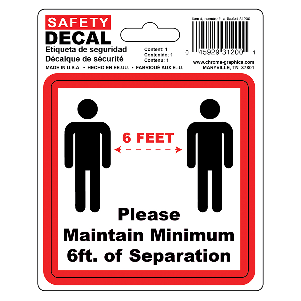 Safety Decal - 6 Feet of Separation