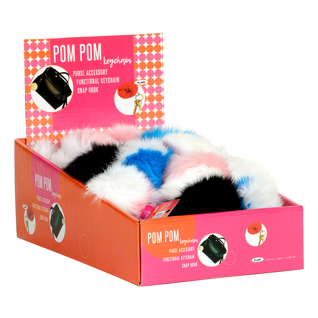 Small Furry Pom Poms Display - 36 Piece