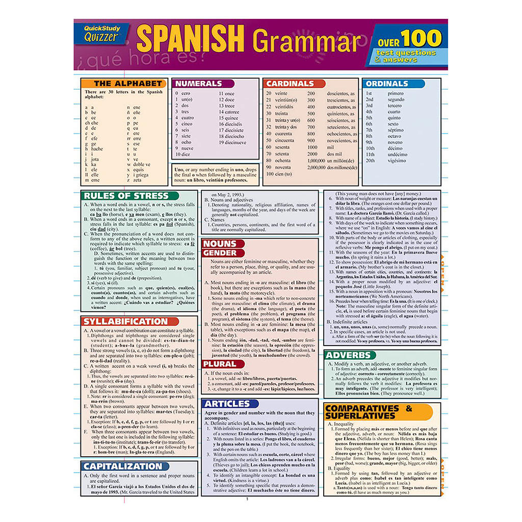 Quick Study-Spanish Grammar - 5 Pack