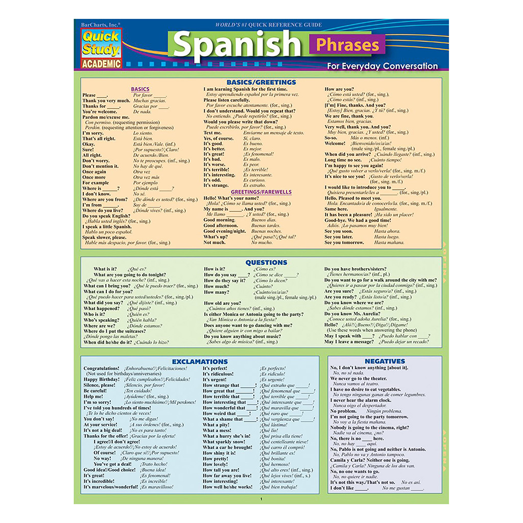 Quick Study-Spanish Phrases - 5 Pack