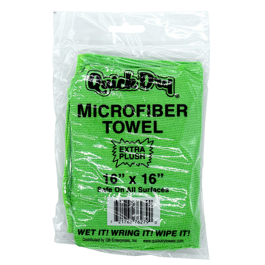 Quick Dry Green Microfiber Towel Vending Packs Xl 16x16 - 100 Case