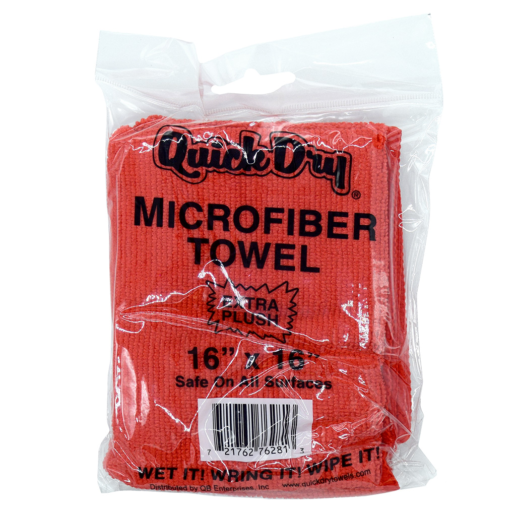 Quick Dry Red Microfiber Towel Vending Packs Xl 16x16 - 100 Case