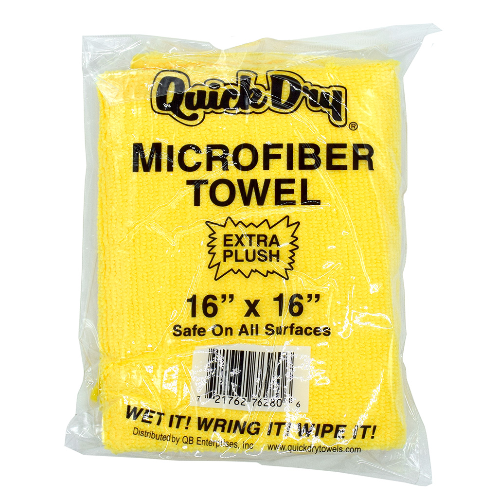 Quick Dry Yellow Microfiber Towel Vending Packs Xl 16x16 - 100 Case