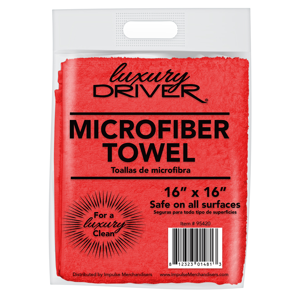 Luxury Driver 16"x16" Microfiber Dry Vending Towel - 100ct  - Red