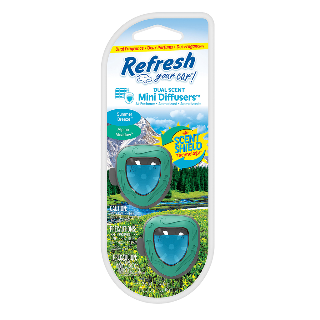 Refresh Your Car Mini Dual Scent Diffuser Alpine Meadow/Summer Breeze