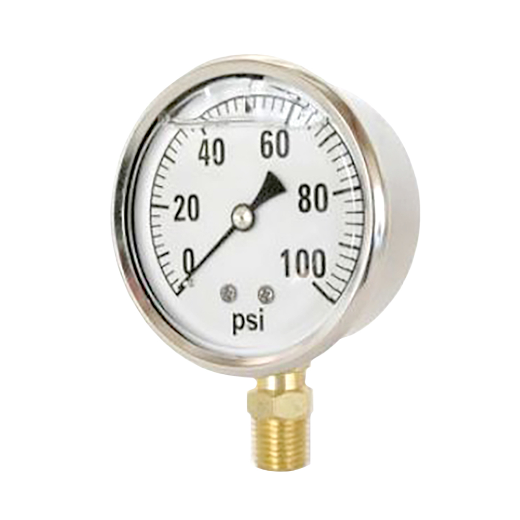 Stainless Steel Case Bottom Mounted Liquid Filled Gauge 100 Psi