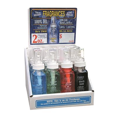 100% Oil Spray Air Fresheners 2 Ounce Display - 12 Piece Assortment