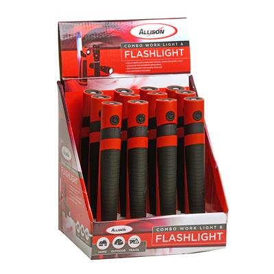 Combo Led Flashlight/Worklight Display- 12 Piece