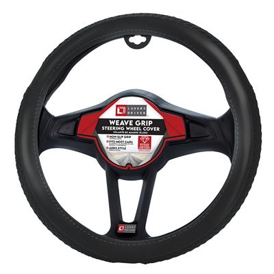 Luxury Driver Steering Wheel Cover - Weave Black