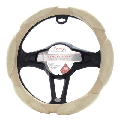 Luxury Driver Steering Wheel Cover - Memory Grip Tan
