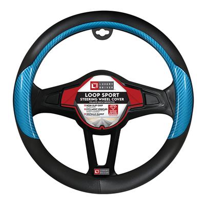 Luxury Driver Loop Sport Antimicrobial Steering Wheel Cover- Blue