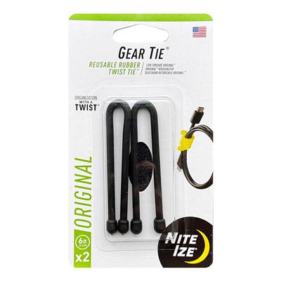 Nite Ize Gear Tie Reusable Rubber Twist Tie 6 inch 2 Pack Black