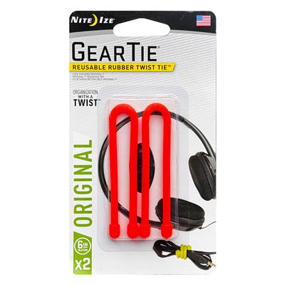 Nite Ize Gear Tie Reusable Rubber Twist Tie 6 inch 2 Pack Bright Orange