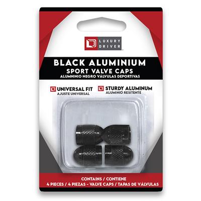 Luxury Driver Black Aluminum Sport Valve Caps