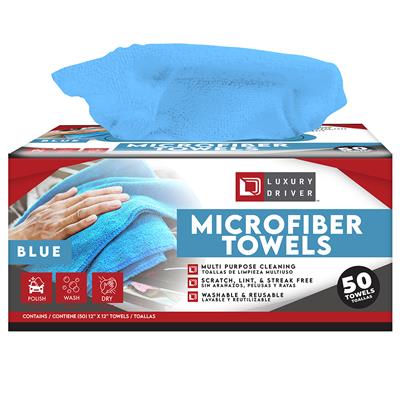 Luxury Driver Pop Up 12 Inch X 12 Inch Microfiber Towel 50 Ct - Blue