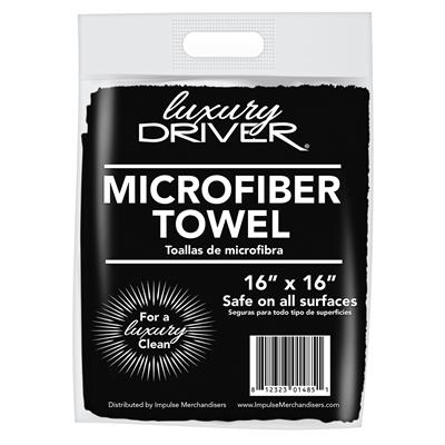 Luxury Driver 16 Inch X 16 Inch Wrapped Microfiber Towel - Black