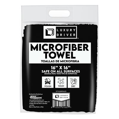 Luxury Driver 16 Inch X 16 Inch Wrapped Microfiber Towel - Black