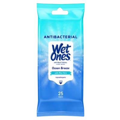 Antibacterial Ocean Breeze Wet Ones - 25 Count Pack