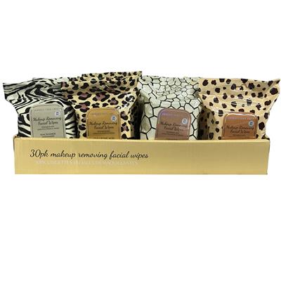 Makeup Removing Wipes 24 Piece Display - Animal Print