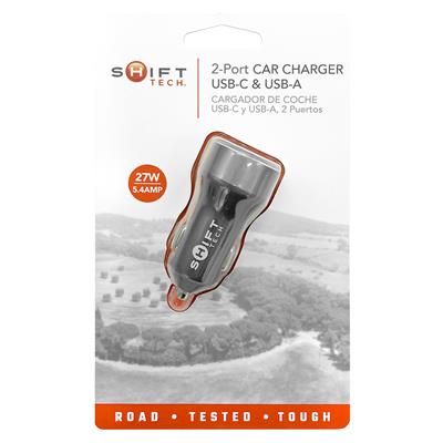 Shift Tech Dual Port Type C and USB A Car Charger